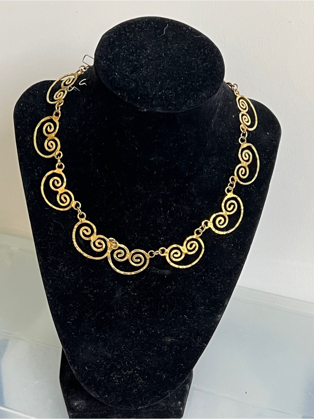 Vintage Greek Style Gold Tone Swirl Collar Necklace
